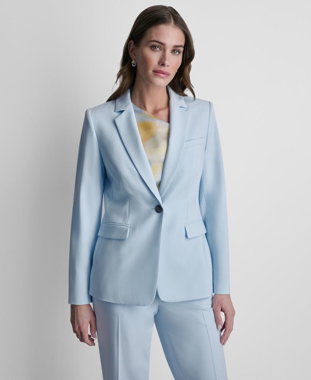 DKNY Women's Long-Sleeve One-Button Blazer Blue Size 14 3717
